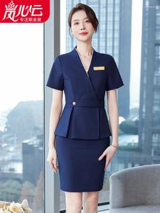 Two Piece Dress High-End Business Suit Women's Summer Short SleevevCollar Fashion Temperament Style Jewelry Store Building Sales
