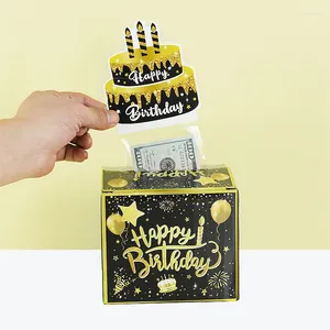 Geschenkverpackung 1Set Happy Birthday Money Box Card Tape Lustige Zugtyp Dicke Papier Bargeld Lagerhalter Container Party Überraschung Geschenke