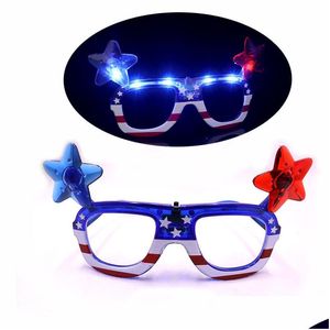 Andra festliga partier Day USA Independence American Flag Jy 4th LED Flashing Light Up Shades Glasögon Drop Delivery H HomeFavor Dhlyi