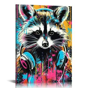 Funnic Raccoon Gaming Poster Canvas Gamer Print