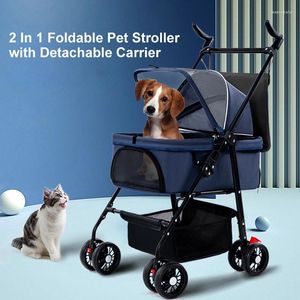 Dog Carrier Pet Stroller With Detachable Cabin Universal Wheel Dog/Cat Travel Pushchair Pram Adjustable Mesh Awning One-cl