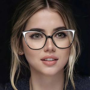 Kształt kota projektantka marka Kobiety moda stylowe optyczne niebieskie okulary blokujące światło okulary żeńskie okulary 240528