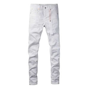 Jeans masculinos de alta qualidade ROCA Brand Jeans Jeans White Jeans Moda e de alta qualidade Reparo baixo e jeans apertado jeans J240527