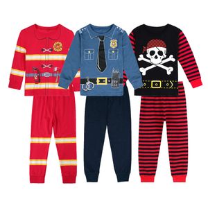 Dzieciowe Pamas dla chłopców maluch policja strażak szkieletowy Zestaw Ubrania Ubrania niemowlęcia karnawałowa bawełna Halloweenowa nutka L2405