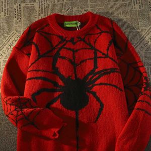 Sweaters masculinos American Vintage Maré Brand Spider Hole Sweater Women Winter malha quente Pullover de tamanho Y2K Harajuku Hip Hop Mens Cloths Q240527