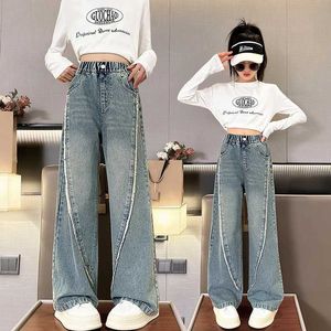 Jeans Jeans Korean Kids Girls Jeans Fashion Spring Wide Leg Jeans Pants Teenage Girls Clothes Outfit Denim Trousers 7-12 years old WX5.27