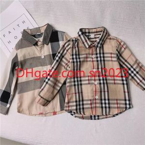 deisnger kids clothes Childrens spring long sleeved British plaid shirt boys baby spring autumn casual shirt top with bottom shirts trend CSD2402036