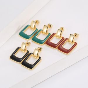 Emaille Square Stud Ohrringe Klassische Jwelries für Frauen
