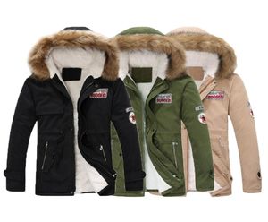 Midlong Parka Men Caats Jaqueta de inverno Homens de gola de pele grossa magro com capuz para fora roupas de lã de lã de lã de berbere quente 2102035711272