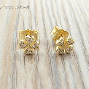 Bear smycken 925 Sterling Silver Girls To Us Gold Diamonds Earrings For Women Charms 1pc Set Wedding Party Birthday Present Ear Ring Luxur 303U