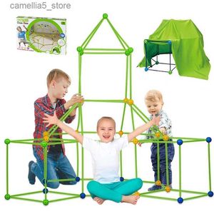 Oyuncak Çadırlar Çocuk Diy İnşaat Fort Bina Kiti 3D Oyun Çadır Evi Çubukları Tasarım Yapı Taşları Araçları Toys Çocuk Hediyeleri Q240528