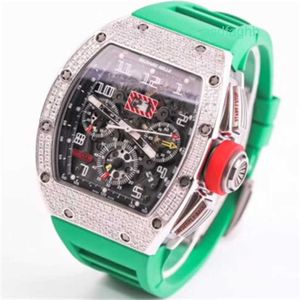 Herrklocka RM 011 Platinum Back Diamonds Sports Machinery Hollow Fashion Casual Time Watch WN-S3O4