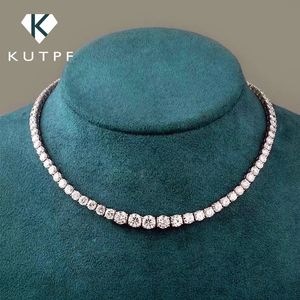 Full tennis necklace With Certificate 35mm Size Gradient Diamond Necklaces for women 925 Sterling Silver Neck Chain 240507