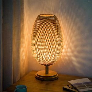 Tischlampen Rattan -Nachtlampe Dekorative Vintage kleiner Holz für das Studienzimmer Café Bücherregal und Verkauf