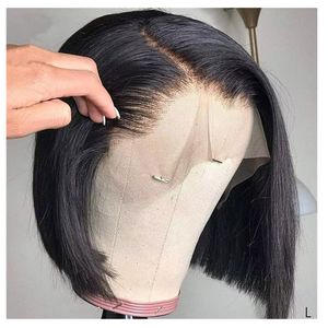 Cheap Short Bob Transparent Hd Lace Human Hair Wig 8-14inch Mink Brazilian Hair Wig 4x4 Closure 150density blunt cut Wigs For Black Women