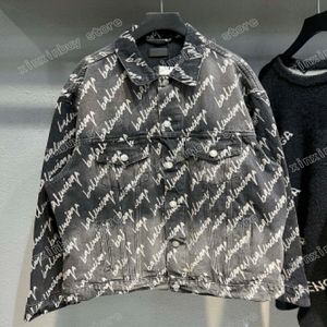 xinxinbuy men designer coats denim jackets crsive letter print print washing paris pullover women gray black xs-l 219z