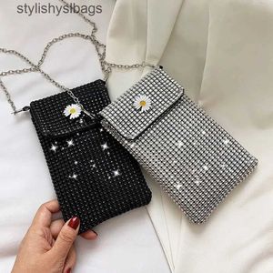 Cross Body Womens Mobile Bag Trend Trend Water Diamond Color Color Sumbag Sumbag Messenger Случайный цепь мини -кошелек H240528