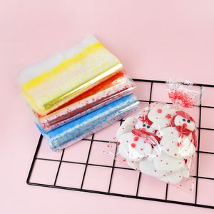 50pcs Renkli Aşk Bebekler için Şeffaf Plastik Torba Hediye Paket Çantası Temiz Selofan Çanta Bakery Malzemeleri Ev Partisi Dekor