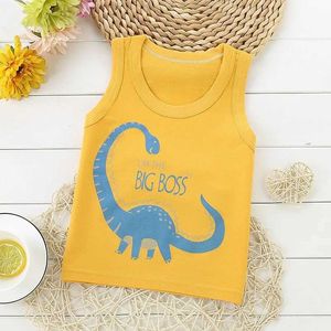 Tank Top Childrens Cartoon Tank Sleeveless Top grade Childrens Breathable Cotton T-shirt Tank Top Summer New Clothing Boys and Girls Set 1-8 Years Y240527