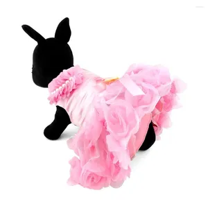 Hundebekleidung Hochzeitskleid Welpe Rose Tutu Rock Luxus Perlen Spitze Blumenstier Kostüm für kleine Katze im Frühling Sommer