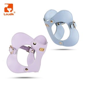 Loudik-Luxury Pet Harness Leashセットパーソナライズされた防水ソフトレザースモールドッグハーネスリードアクセサリー卸売240528