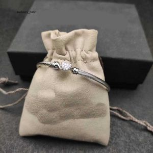 Adjustable dy designer bracelet men heart bracelet twisted vintage with hook closure bangle for women silver exquisite simple charm