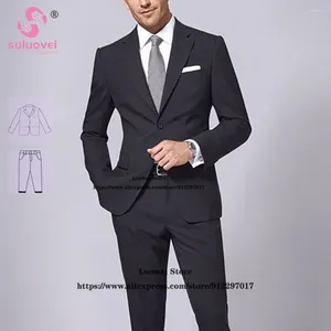 Men's Suits Classic Slim Fit For Men Elegant 2 Piece Jacket Pants Set Formal Groom Wedding Notch Lapel Tuxedo Traje De Hombre Elegante