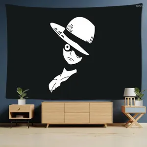 Tapisseries estetiska Japan anime Luffy Kaizoku Zoro Monkey Tapestry vägg hängande konstrum dekor sovrum bakgrund