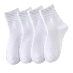 Skarpetki dla dzieci 4Pairs/Lot Spring Autumn czyste białe skarpetki bawełniane oddychające solidne studenckie skarpetki dla chłopców Dziewczyny D240528