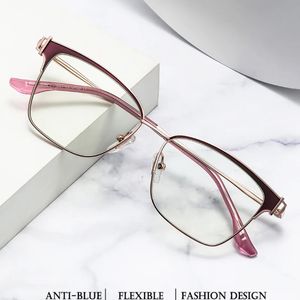 Legeringsglasögon ram kvinnor myopia recept glasögon kvinnliga metall full optisk ram glasögonglaser ram 240528