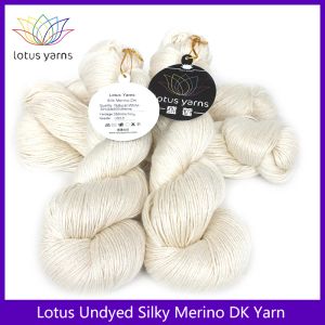 Lotus Undyed Silky Merino DK Weight Yarn Nat White Color For Dyeing or Knitting Garments