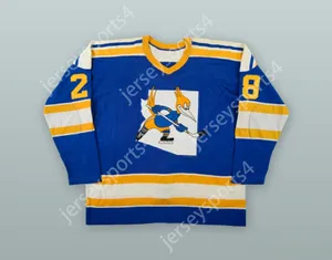 Niestandard 1976-77 WHA Blair Davidson 28 Phoenix Roadrunners Blue Hockey Jersey Top Sched S-M-L-XL-XXL-3XL-4XL-5XL-6XL