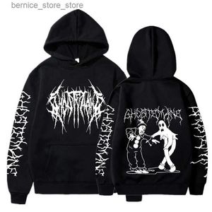 Herrtröjor tröjor ghostemane dubbelsidig tryck hoodie mens mode hip hop metal rock hoodies gotiska överdimensionerade tröjor spårning streetwear q240528