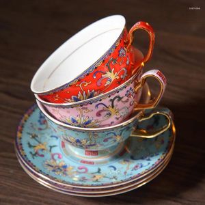 Cups Saucers Porcelana Royal Coffee Cup Set Saucer Porcelain Espresso Creative Mate Vintage Handmade Ceramic Teacup Copo Tasse Gift E8