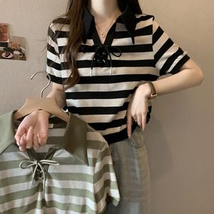 Large Size Summer Korean Version Of Polo short-sleeved T-shirt Women Loose Slimming Short Top 1539 240528