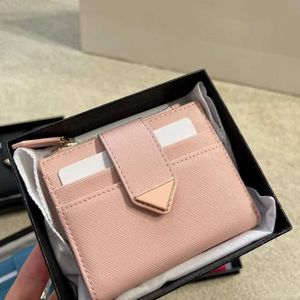 Äkta läder plånbokskorthållare handväska herr plånböcker Kvinnor Purs Anmärkningsfack Zipper Pocket Mini Clutch Fashion Triangle 5A 268H