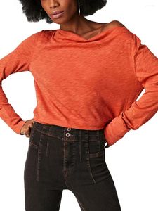 Koszulki damskie kobiety luźne topy wróżka bajka modna koszulki z długim rękawem koszulka harajuku odzież 2024 jesień stały kolor łodzi szyi podstawowy