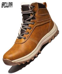 Brand Winter Men039s Botas de neve de neve de couro quente no tornozelo de tornozelo handmade masculino 2109026854885