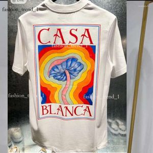 Men's T-Shirts Men's T Brand Designer Tees Rainbow Mushroom Letter Print Short Sleeve Tops Cotton Loose Men Casa Blanca Women Shirt 996