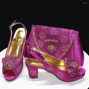 Dress Shoes Magenta Women And Bag Set Ladies High Heels Sandals Match With Handbag Luxury Nigerian Pumps Femmes Sandales CR769