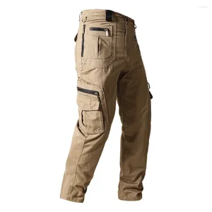 Pantaloni maschili multi-tasca tattica tattica casual primaverile autunno di grandi dimensioni cargo cotone maschile my1041