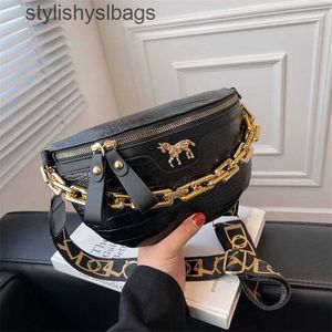 Cross Body Fashion gruba łańcuchowa torba damska talia fanny ramię czarne torby na klatkę piersiową Black Crossbody