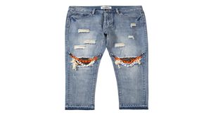 MEN039S High Street Patch Jeans Fashion Hole Hole reto calças jeans retro calças casuais soltas2057226