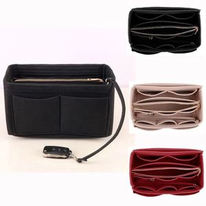 Kvinnor utgör arrangören Feel Insert Bag For Handbag Travel Inner Purse Portable Cosmetic Påsar Passar olika märkesväskor 240528