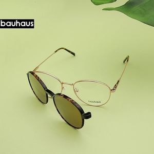 X103 Bauhaus magnet polariserade kvinnor män solglasögon högkvalitativ retro runda metallramar glas mod varumärke solglasögon uv400 240528