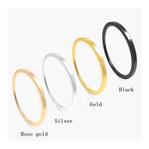 Paarringe JHSL 1mm Mini Edelstahl Einfacher Damenring Schwarz Roségold Bunte Mode Schmuck US -Größe 3 4 5 6 7 8 9 10 S2452801