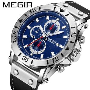 Megir Man Sport Designer wasserdichte Chronographen Uhren Männer Fashion Watch Military Army Top Uhren Marke Luxus echtes Leder Neue männliche Uhr Uhren 565