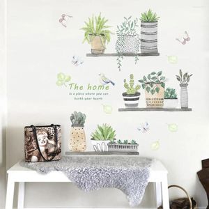 Wall Stickers Plant Garden Bonsai Bird Butterfly Decal Removable DIY Art Background Mural Living Room Home Decoration