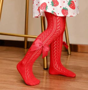 Kids Socks Summer girls long socks hollow bow tight fitting childrens fishnet clothing childrens pantyhose Spanish style thin ballet baby bottom tight fittinS2VB