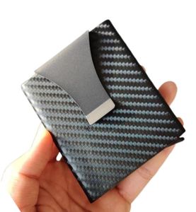 Korthållare Buisness Holder Carbon Fiber Metal Wallet Automatisk Case Designer Up RFID Cardholder4449911